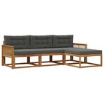 vidaXL Ensemble de canapés d'extérieur 4 pc Naturel et Anthracite