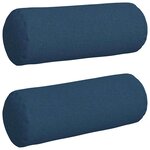 vidaXL Coussins d'accent 2 Pièces Bleu Ø 25 x 70 cm tissu