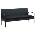 vidaXL Salon de jardin 5 Pièces avec coussins résine tressée noir