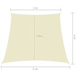 vidaXL Voile de parasol Tissu Oxford trapèze 3/5x4 m Crème