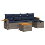 vidaXL Salon de jardin 6 Pièces avec coussins gris résine tressée