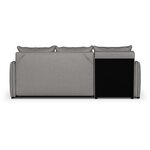 Canapé d'angle 4 places convertible réversible + coffre - Tissu gris clair et passepoil gris - L 240 x P 158 x H 93 cm - FADO