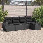vidaXL Salon de jardin 5 Pièces avec coussins noir résine tressée