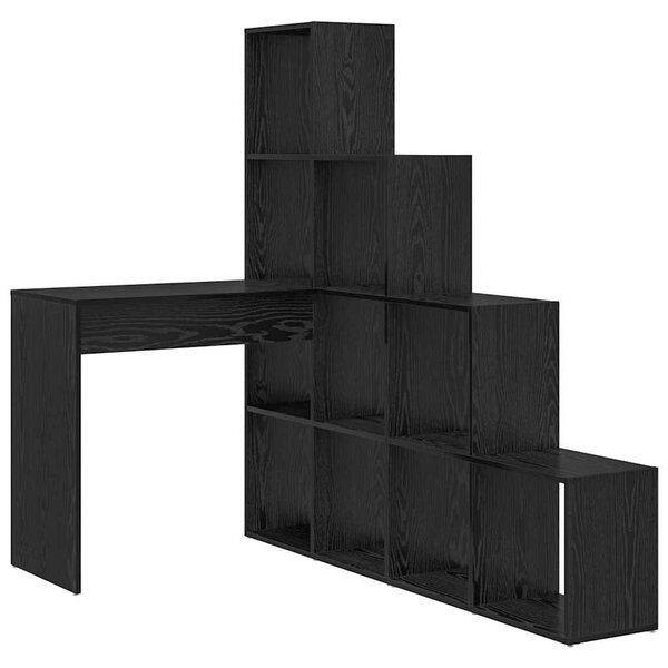 vidaXL Bureau d'angle avec étagère Chêne noir 101.5 x 149.5 x 149.5 cm
