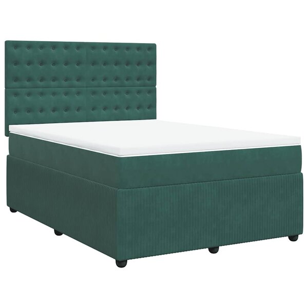 vidaXL Sommier à lattes de lit et matelas Vert foncé 140x190cm Velours