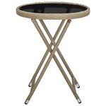 vidaXL Table à thé Beige 60 cm Résine tressée et verre trempé