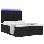 vidaXL Lit avec rangement et LED avec LED Noir 140 x 190 cm Polyester