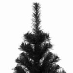 vidaXL Sapin de Noël artificiel avec support noir 180 cm PVC