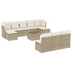 vidaXL Salon de jardin 11 Pièces avec coussins beige résine tressée