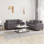 vidaXL Ensemble de canapés 2 Pièces avec coussins gris similicuir