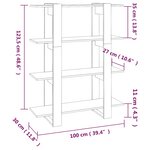 vidaXL Bibliothèque/Séparateur de pièce Chêne fumé 100x30x123 5 cm