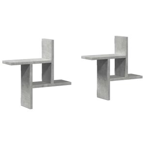 vidaXL Étagères murales 2 Pièces gris béton 38x12x38 cm bois d'ingénierie