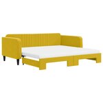 vidaXL Lit de jour avec gigogne et matelas jaune 100x200 cm velours