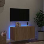 vidaXL Meuble TV mural avec lumières LED chêne sonoma 80x35x41 cm