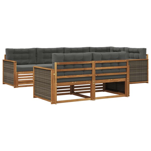 vidaXL Ensemble de canapés d'extérieur 7 Pièces Naturel et Anthracite