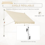 Store banne manuel rétractable 3L x 1 5l m inclinaison et hauteur réglable installation rapide métal alu polyester anti-UV beige