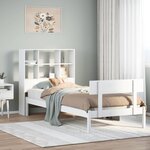 vidaXL Lit bibliothèque sans matelas blanc 90x190cm bois de pin massif