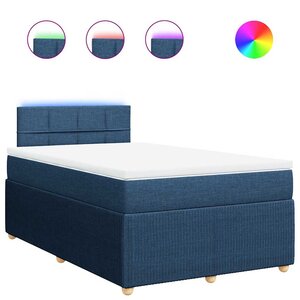 vidaXL Sommier à lattes de lit avec matelas Bleu 120x200 cm Tissu