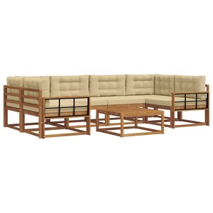 vidaXL Ensemble de canapés d'extérieur 7 Pièces Naturel et Beige