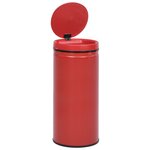 vidaXL Poubelle à capteur automatique 80 L Acier au carbone Rouge