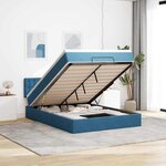 vidaXL Cadre de lit ottoman avec matelas bleu foncé 140x190 cm velours