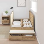 vidaXL Cadre de lit avec rangement avec tiroir Chêne artisanal 90 cm