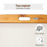 Bain de soleil transat - design colonial - dossier inclinable 4 positions roulettes - dim. 198L x 60l x 45/69/80/88H cm - tissu textilène blanc - bois acacia