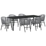 vidaXL Set de 7 Pièces de Jardin en Rattan Synthétique Gris