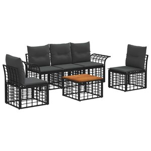 vidaXL Ensemble de canapés d'extérieur 6 pc Noir et Gris foncé