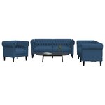 vidaXL Ensemble de canapés 3 Pièces bleu tissu