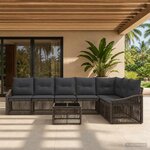 vidaXL Ensemble de canapé de jardin 8 pc Gris polyrotin
