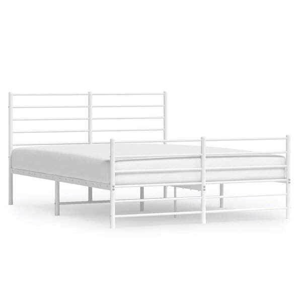 vidaXL Cadre de lit métal avec tête de lit/pied de lit blanc 140x200cm
