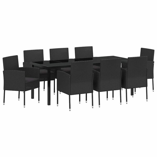 vidaXL Ensemble de salle à manger pour jardin 9 Pièces Noir polyrotin