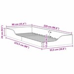 vidaXL Cadre de lit surélevé Marron 90 x 220 cm Bois massif en pin