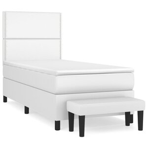 vidaXL Sommier à lattes de lit avec matelas Blanc 90x200 cm Similicuir
