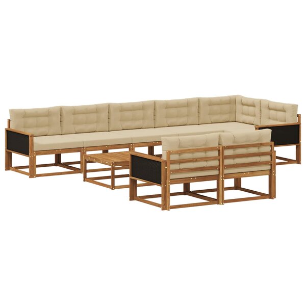 vidaXL Ensemble de canapés d'extérieur 9 Pièces Naturel et Beige