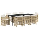vidaXL Ensemble de salle à manger de jardin 9 pièces avec coussins en polyrotin beige