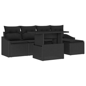 vidaXL Ensemble de canapé de jardin 6 pc Noir polyrotin