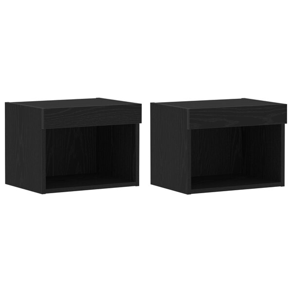 meubles de rangement vidaXL avec lumières LED 2 Pièces Chêne noir 40x30x30 cm