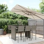vidaXL Ensemble de bar de jardin 7 Pièces gris résine tressée