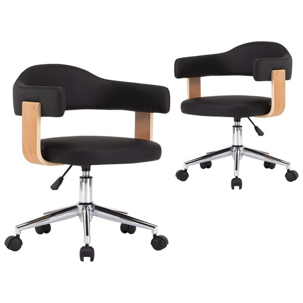 vidaXL Chaises à manger pivotantes lot de 2 noir similicuir