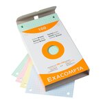 Étui de 100 fiches bristol quadrillé 5x5 perforé 100x150mm Couleurs assorties EXACOMPTA