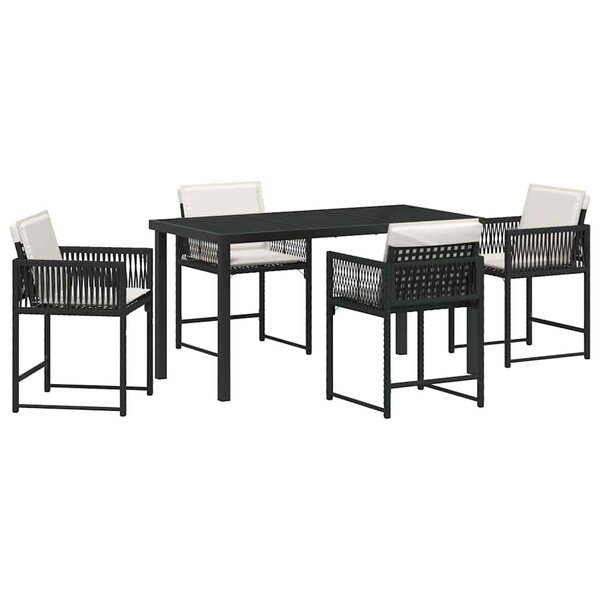 vidaXL Ensemble de salle à manger pour jardin 5 Pièces Noir polyrotin