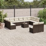 vidaXL Salon de jardin avec coussins 13 Pièces marron résine tressée