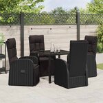 vidaXL Ensemble de salle à manger pour jardin 5 Pièces Noir polyrotin
