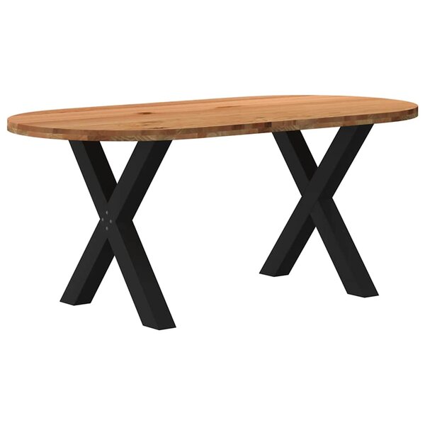 vidaXL Table à manger marron clair bois de chêne massif ovale