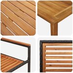 Ensemble de repas de jardin 5 pièces en poly rotin noir et acacia