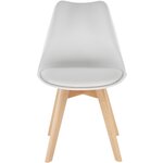 Lot de 2 chaises pieds en bois clair siège de salon cuisine salle à manger design minimaliste épuré ergonomique blanc 08_0000179