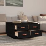 vidaXL Table basse Noir 80x80x45 cm Bois massif de pin