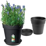 5 pots de fleur de culture Ø 17 x hauteur 15 7 cm + soucoupe Ø 14 cm - 4 L - Noir